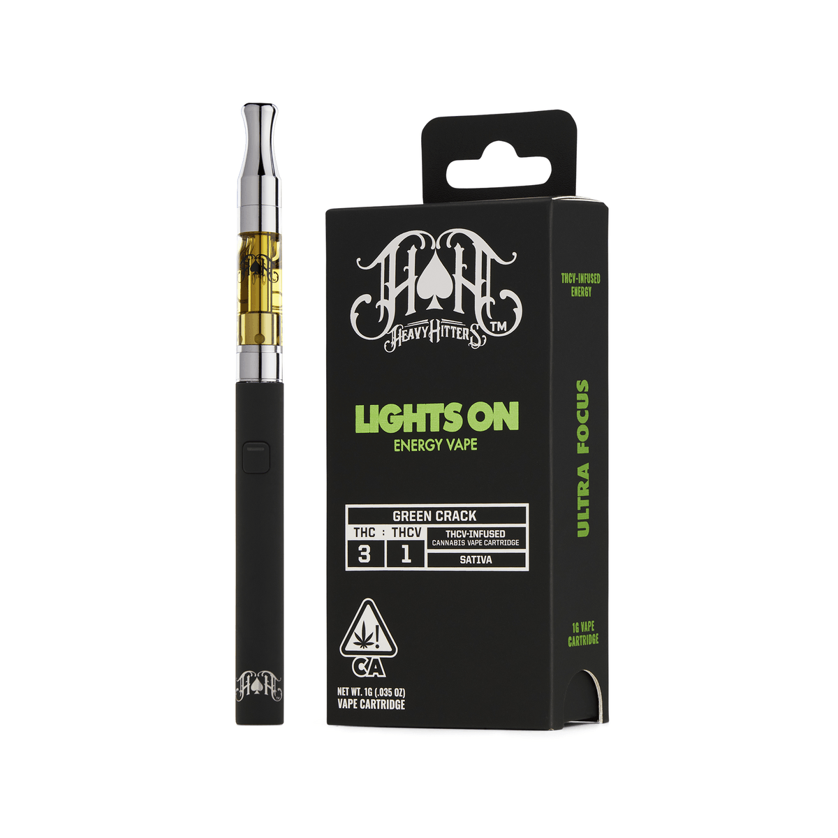 Green Crack | Sativa - Lights On THCV Energy - 1G Vape Cartridge