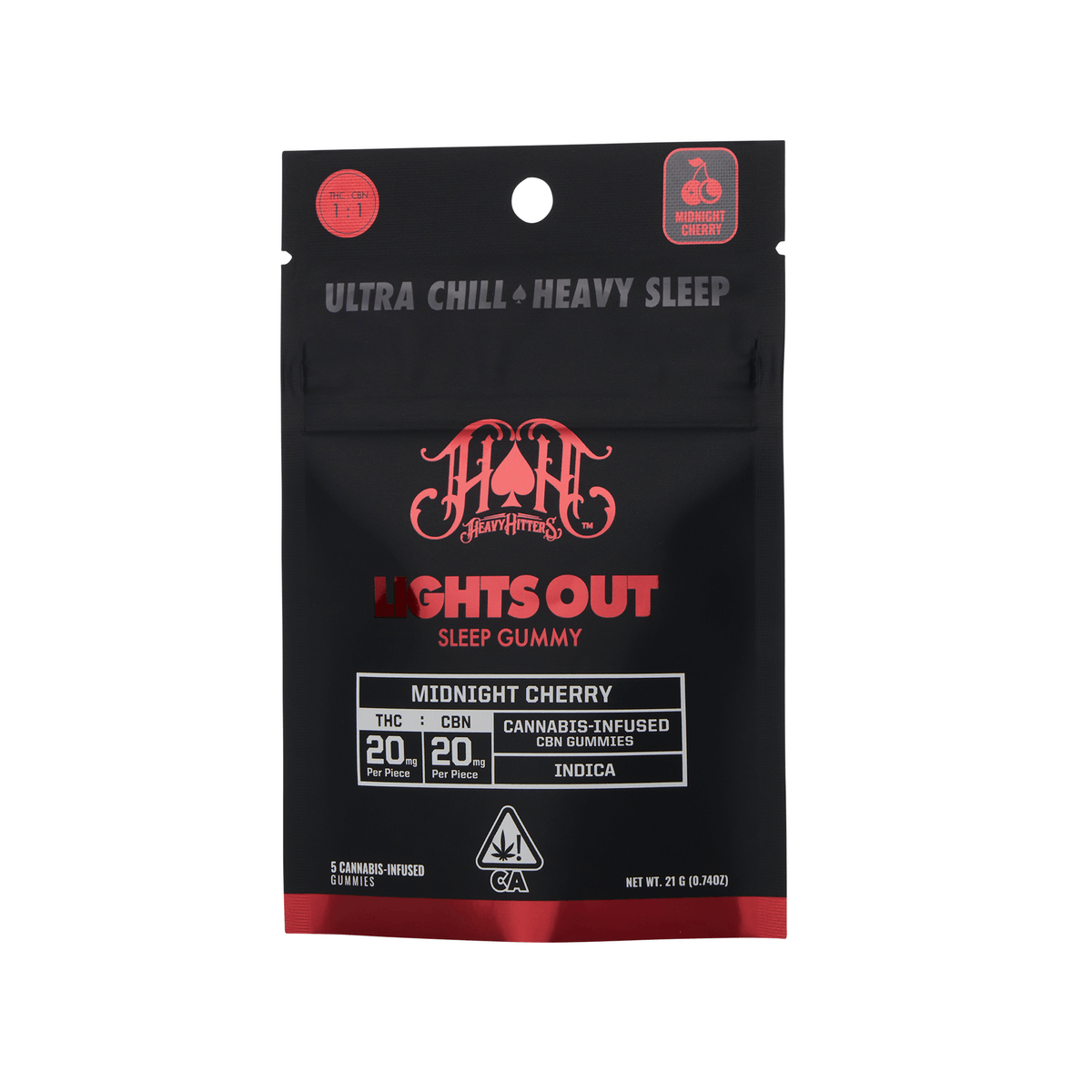 Midnight Cherry | Indica - Lights Out CBN Sleep Gummies - 100mg THC | 100mg CBN