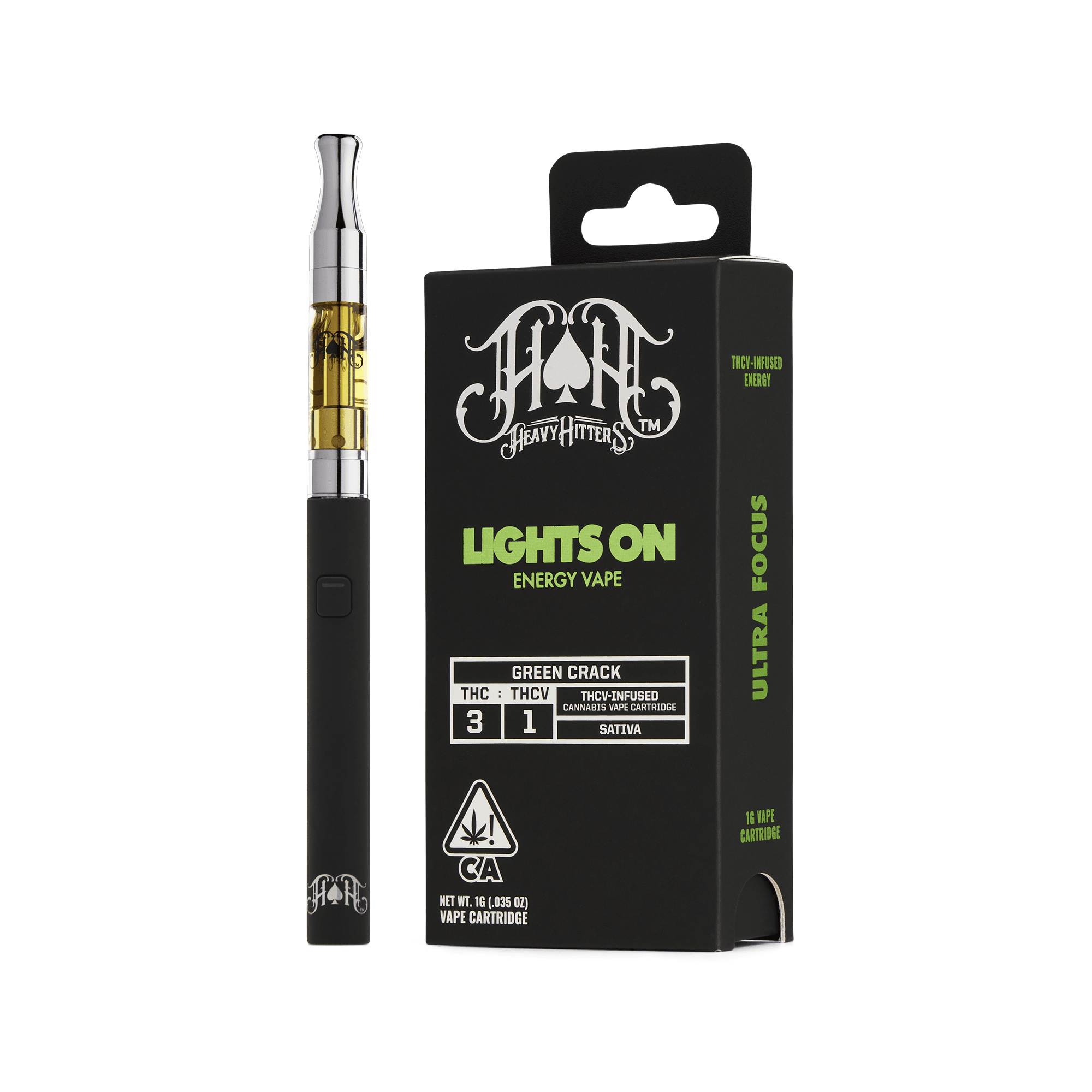 Green Crack Lights On | 1G THCV Energy Vape Cartridge