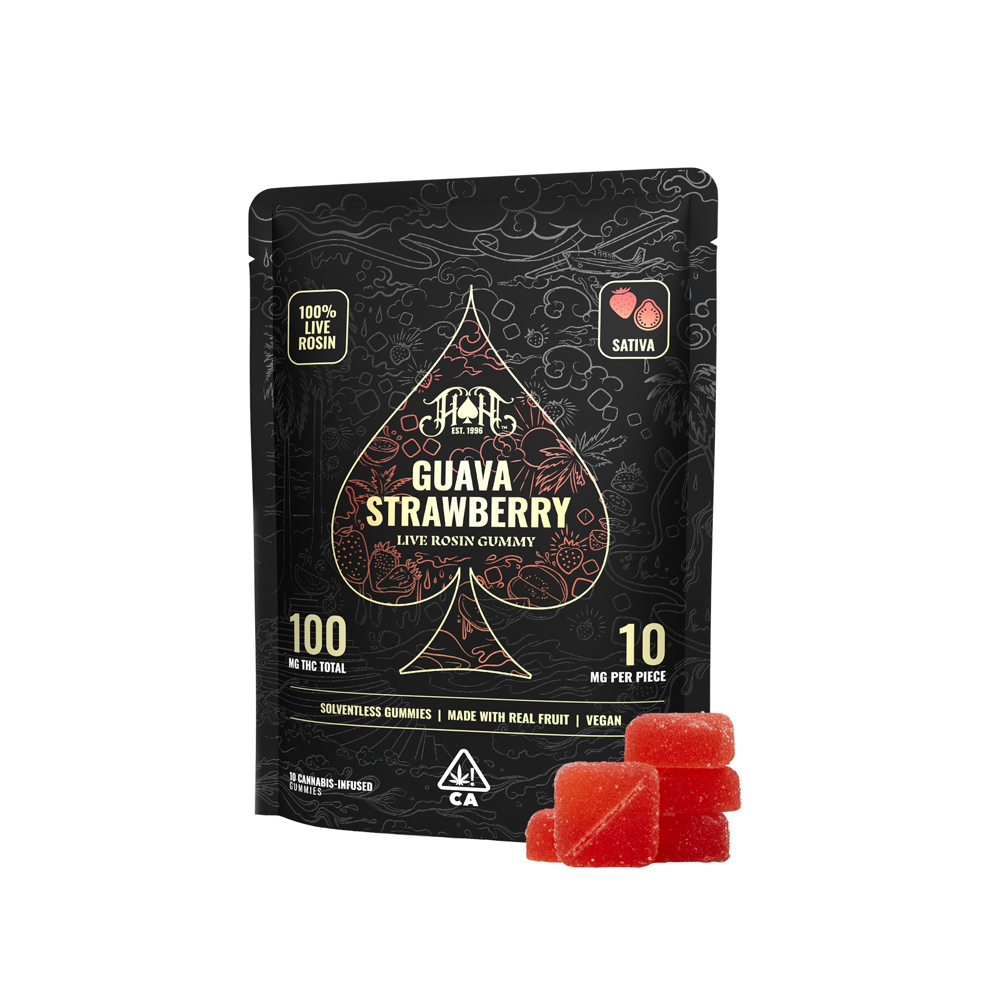 Guava Strawberry | Sativa - Live Rosin Gummies - 100mg THC