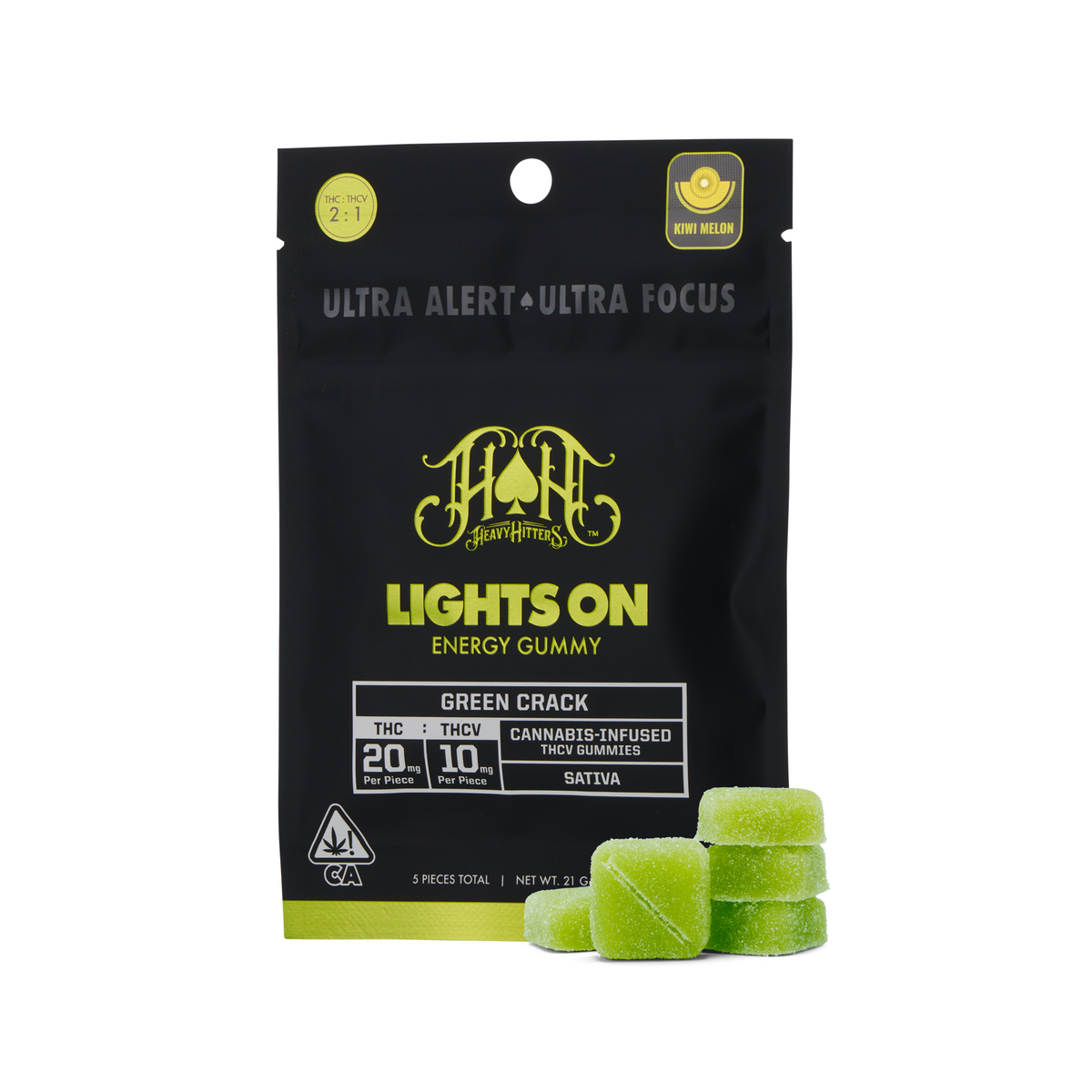 Green Crack | Sativa - Lights On THCV Energy Gummies [10pk] (100mg)