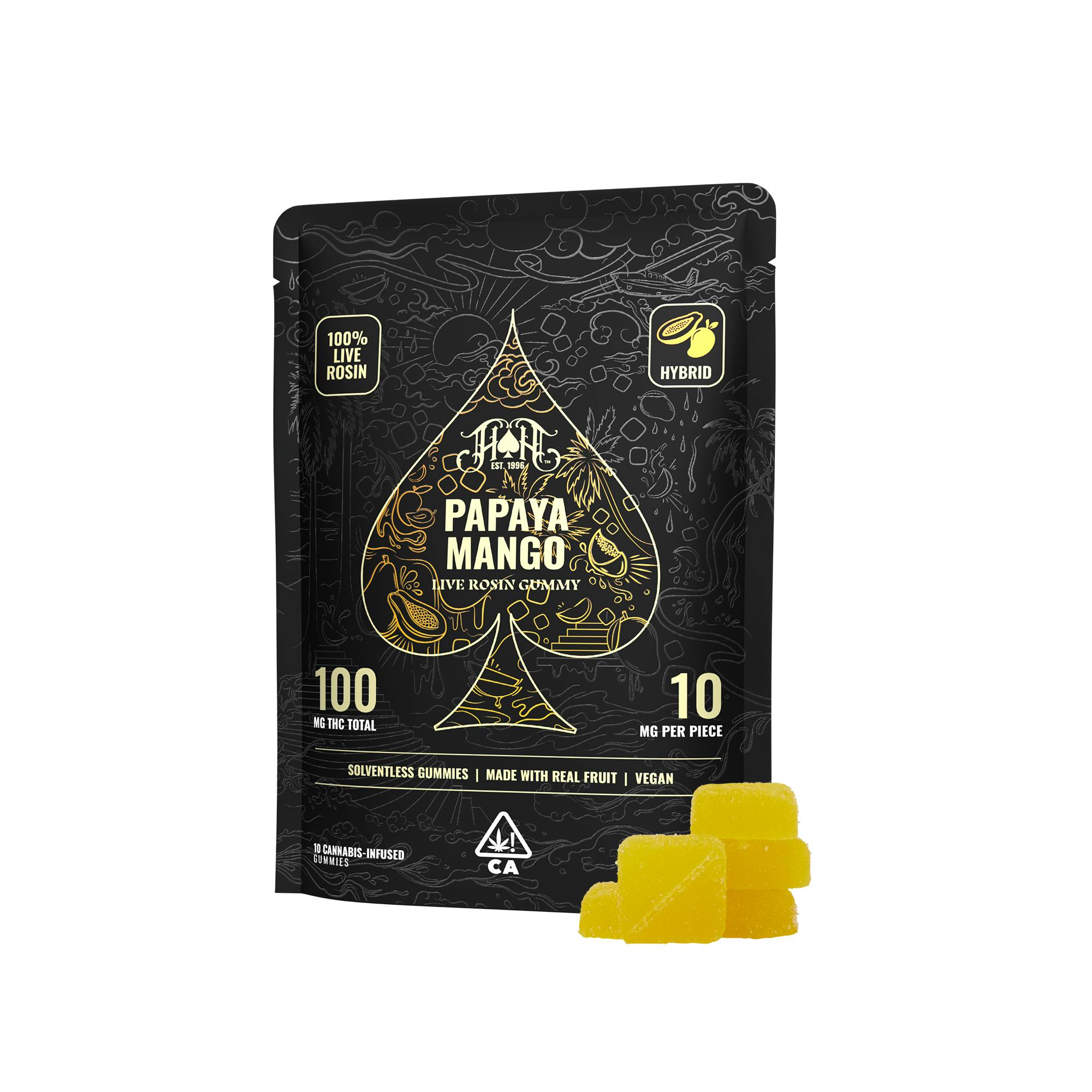 Papaya Mango | Hybrid - Live Rosin Gummies - 100mg THC